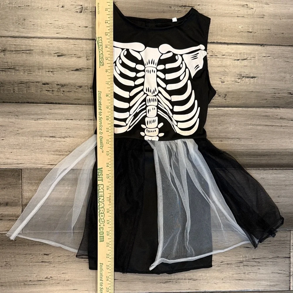 Black Skeleton Tulle Kids Costume Dress